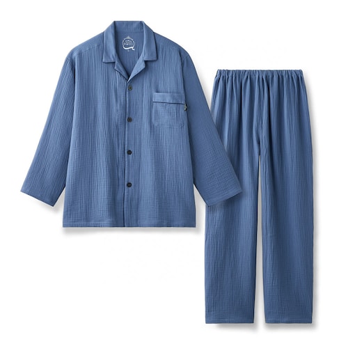 メンズ 2重ガーゼ長袖パジャマ 【5つ星パジャマ】