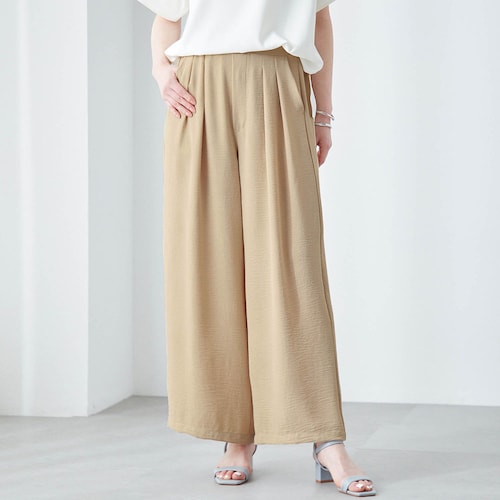 とろみウェーブタックワイドパンツ