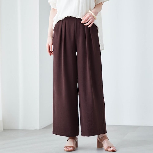 とろみウェーブタックワイドパンツ