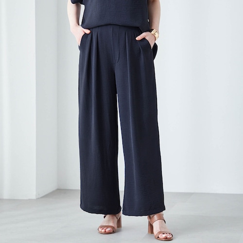 とろみウェーブタックワイドパンツ