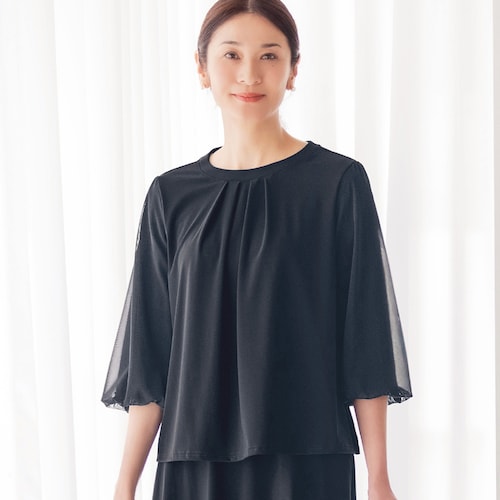 らくらくサマーフォーマル袖チュールカットソー