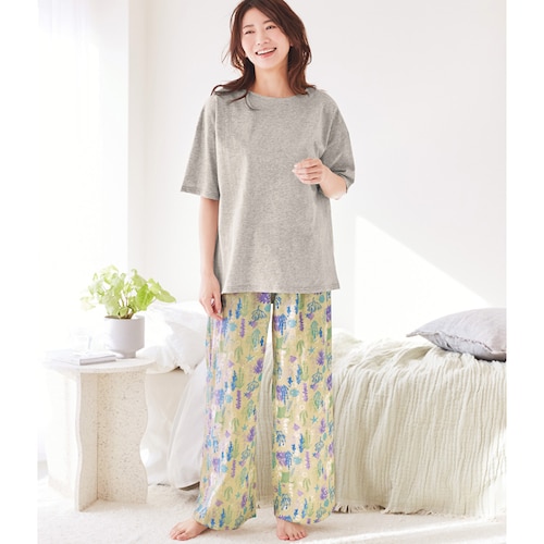 綿素材の五分袖＆ダブルガーゼパンツパジャマ