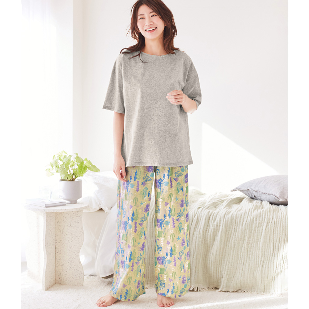 【ベルメゾン】綿素材の五分袖 & ダブルガーゼパンツパジャマ