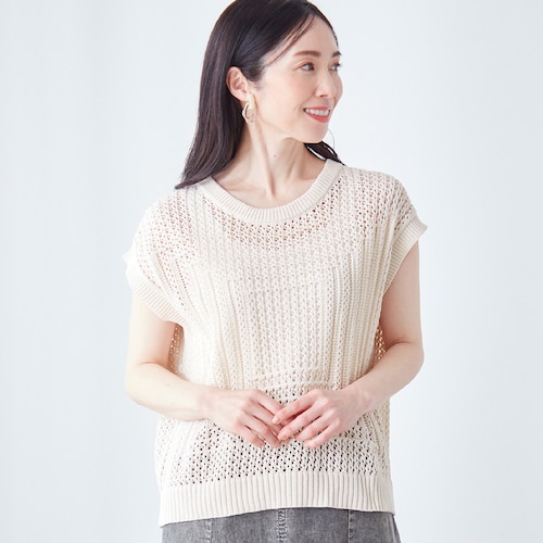 スクエア透かしプルオーバー