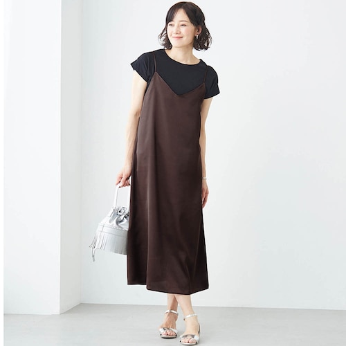 サテンキャミワンピース＆フレンチスリーブTシャツ