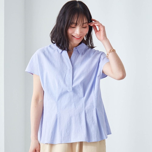 ウエストタックフレンチスリーブブラウス