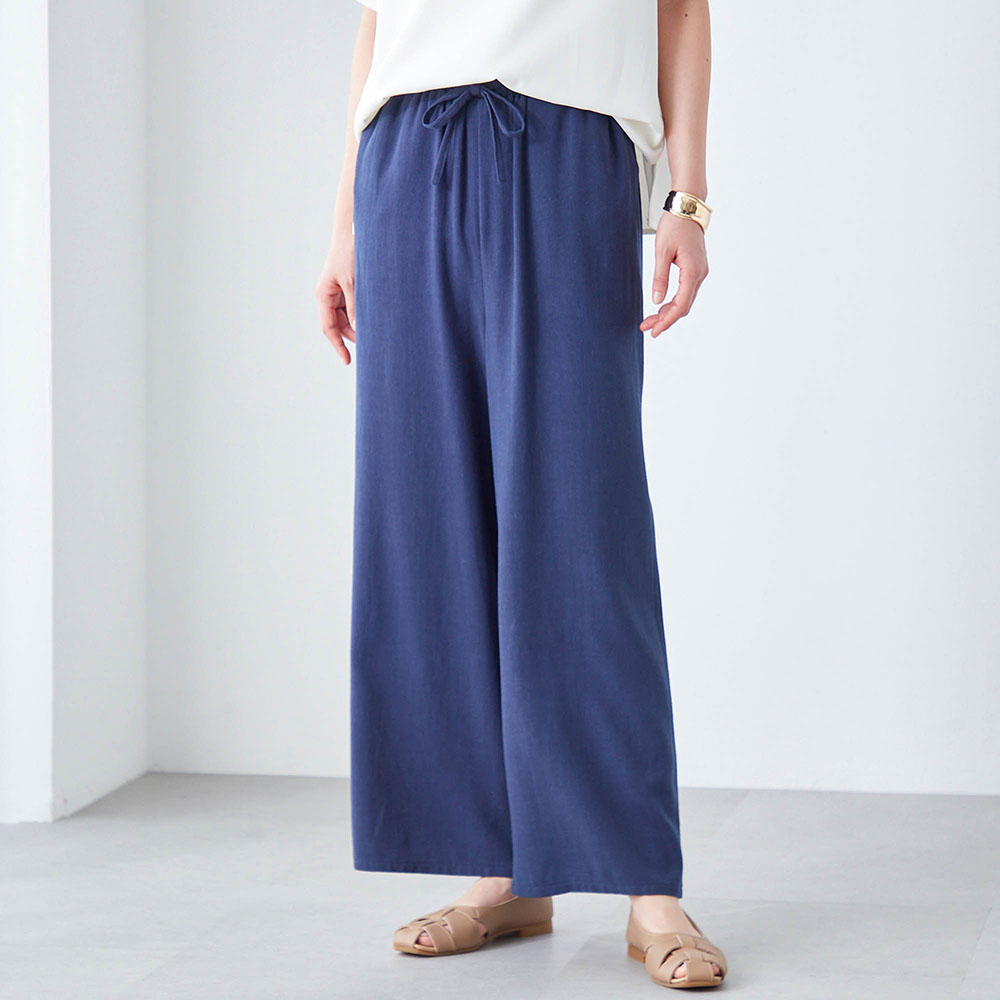 【ベルメゾン】麻混素材のリラックスワイドパンツ