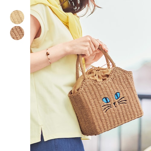猫刺繍ペーパーバッグ