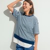 【ノージーン/NO JEAN】フェイクレイヤードボーダー半袖Tシャツ