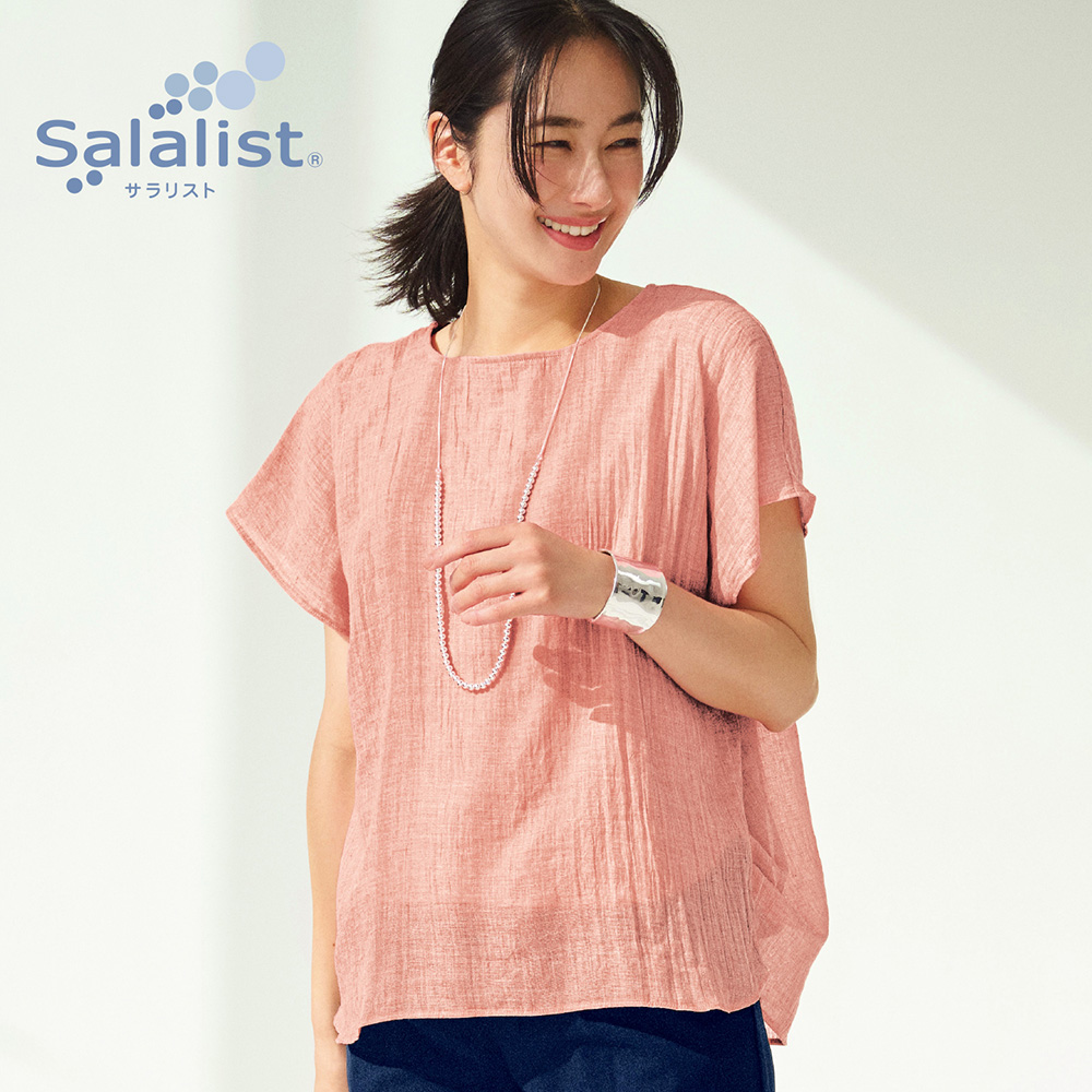 裏サラリスト付き綿混ボイルブラウス【吸水速乾】(サラリスト/Salalist)