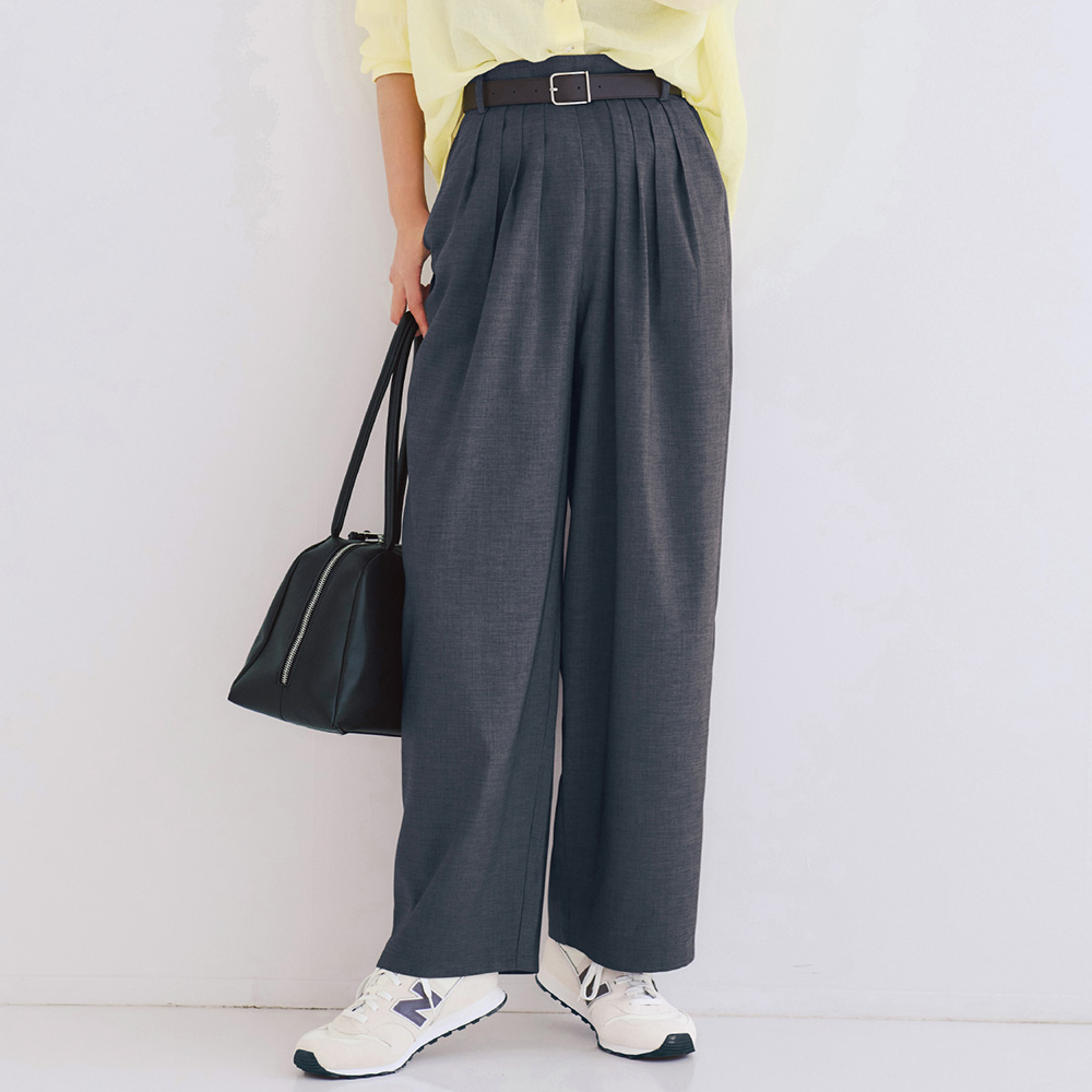 【晴雨兼用】タックワイドパンツ【撥水・UVカット】 【晴雨兼用】タックワイドパンツ【撥水・UVカット】