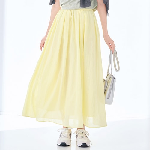 コットン混ボイルカラースカート