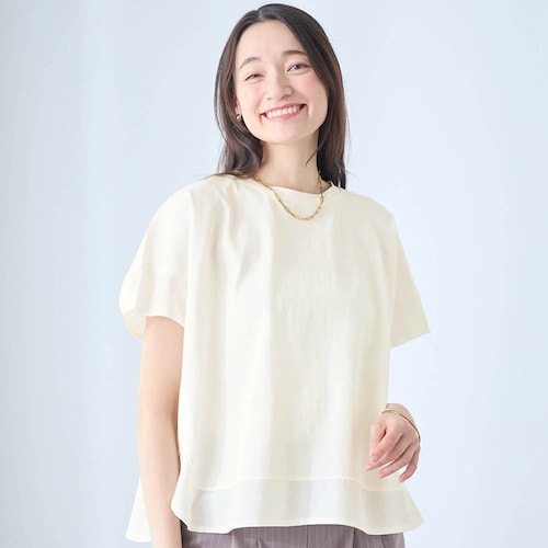 汗ジミが目立ちにくい異素材使いカットソー