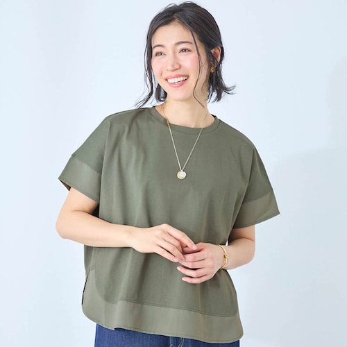 汗ジミが目立ちにくい異素材使いカットソー