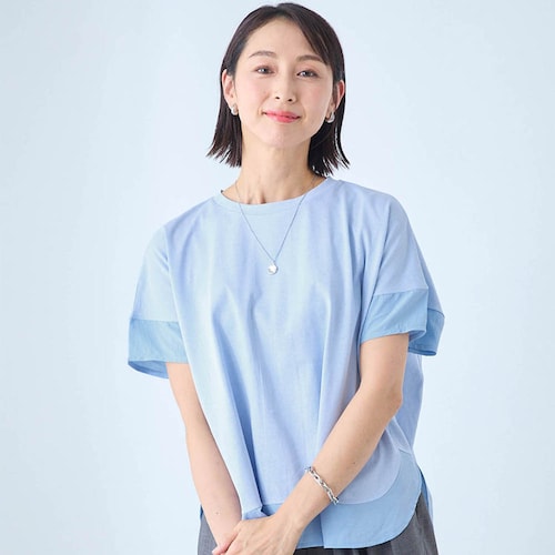 汗ジミが目立ちにくい異素材使いカットソー