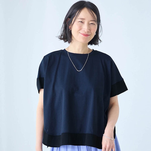 汗ジミが目立ちにくい異素材使いカットソー