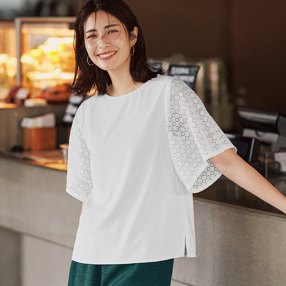 【スタイルノート/StyleNote】袖レースブラウス【UVカット】