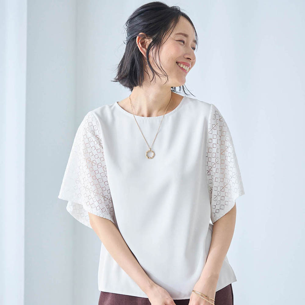 袖レースブラウス【UVカット】 袖レースブラウス【UVカット】