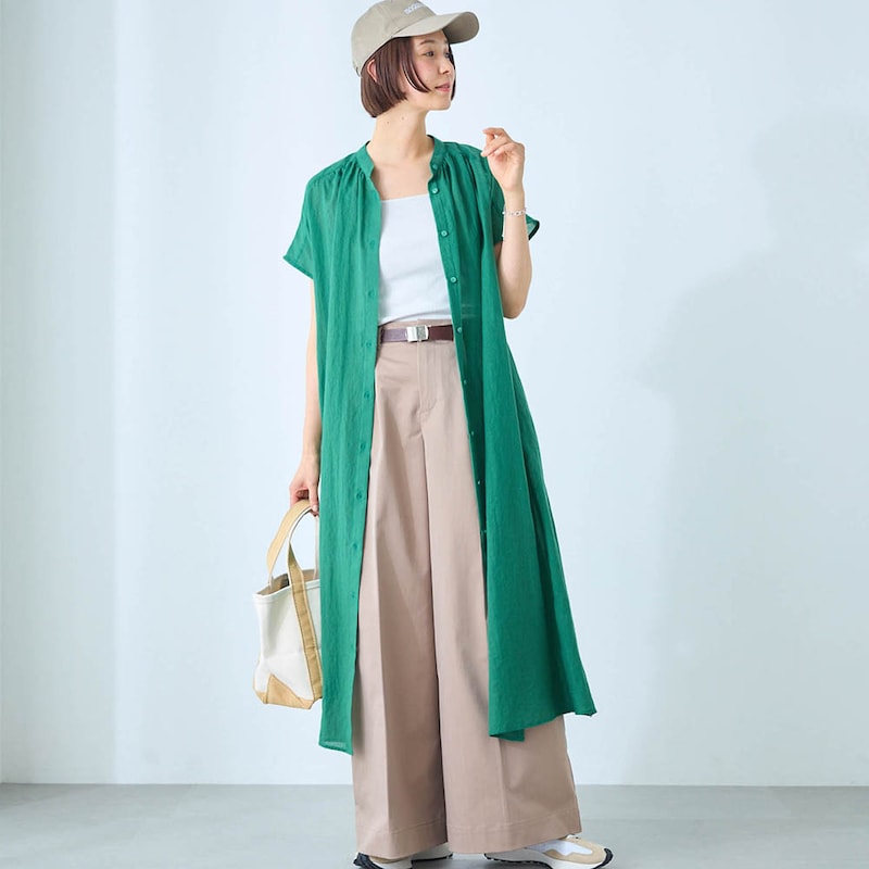 モデル身長168cm／M ※写真は撮影用のため着丈+6cmになります。