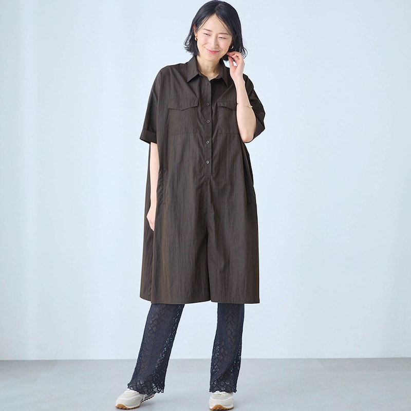 モデル身長168cm／M ※写真は撮影用のためオールインワン股下+4cm／レギンス股下+6cm