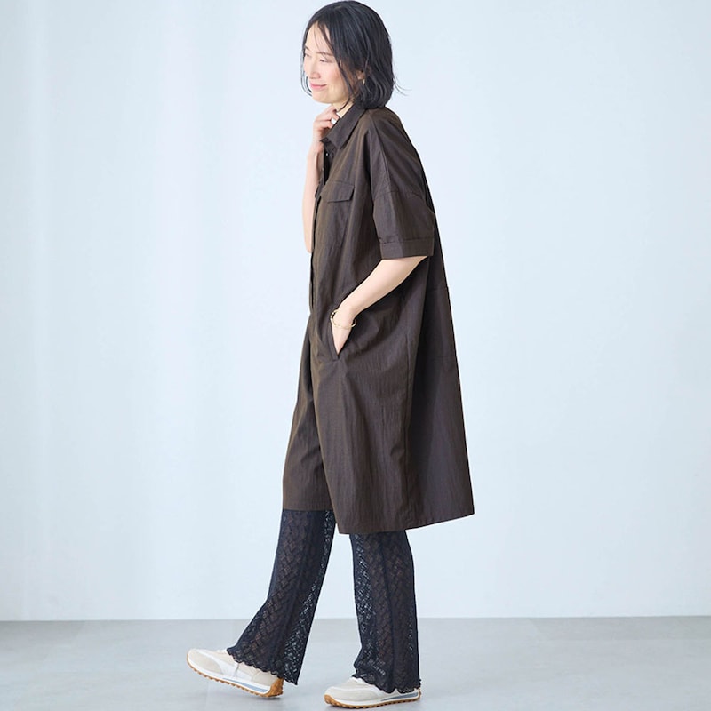 モデル身長168cm／M ※写真は撮影用のためオールインワン股下+4cm／レギンス股下+6cm