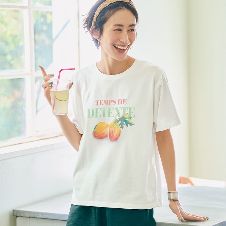 【6月19日セール追加】 フルーツモチーフTシャツ【汗ジミ防止】