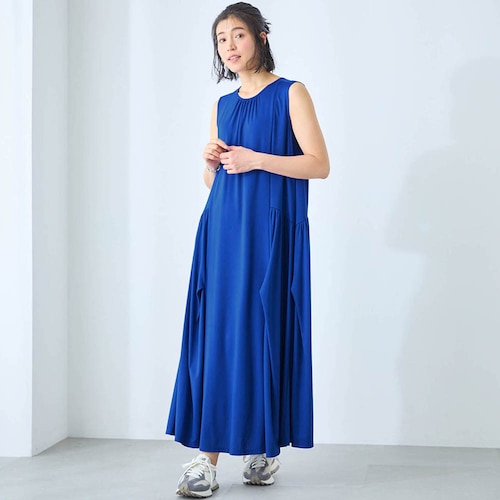 ギャザー切替えカットソーワンピース