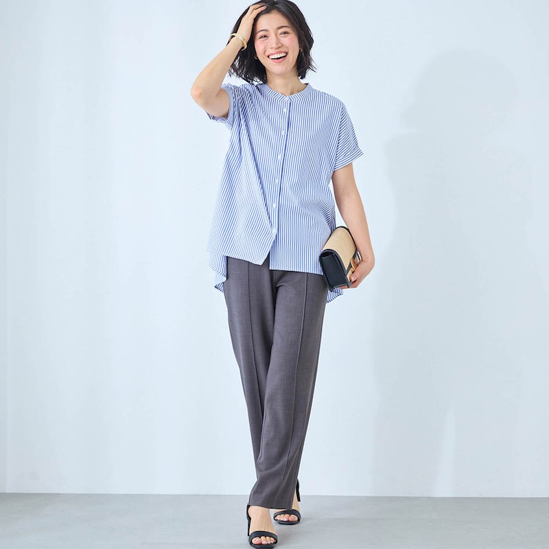 モデル身長168cm／M ※写真は撮影用のため股下+6cmになります。