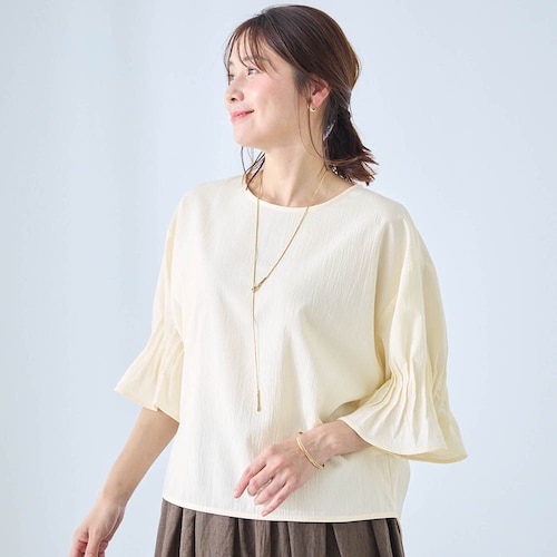 袖タックブラウス【乾燥機OK】 【「mi-mollet」に掲載されました(PR)】