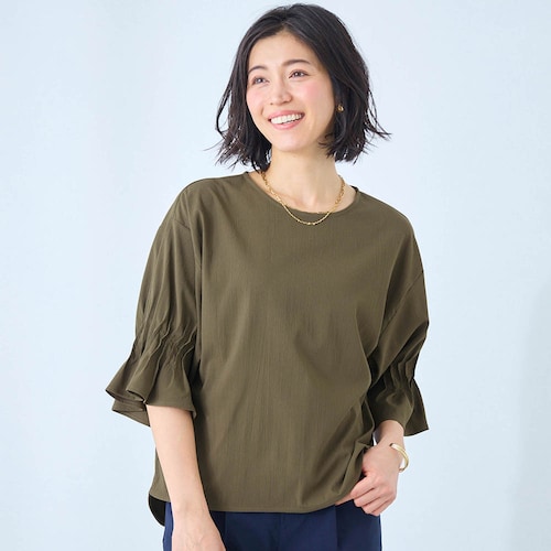 袖タックブラウス【乾燥機OK】 【「mi-mollet」に掲載されました(PR)】