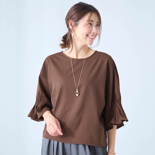 袖タックブラウス【乾燥機OK】 【「mi-mollet」に掲載されました(PR)】