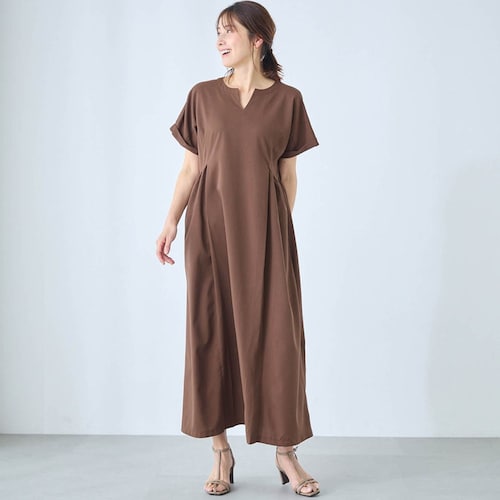 ウエストギャザーワンピース【乾燥機OK】