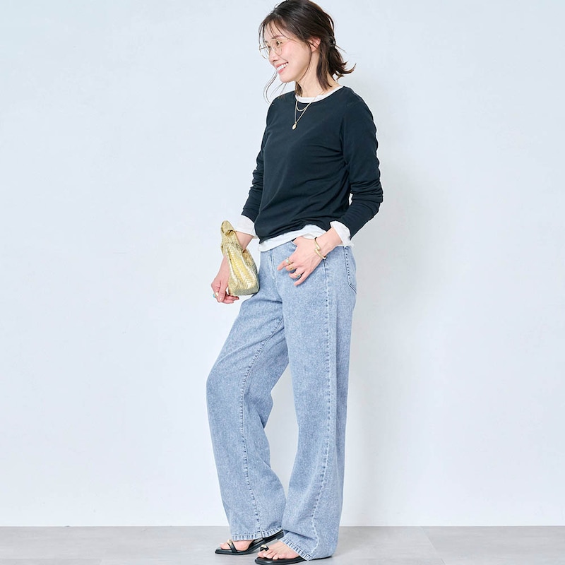 モデル身長168cm／M ※写真は撮影用のため股下+6cmになります。