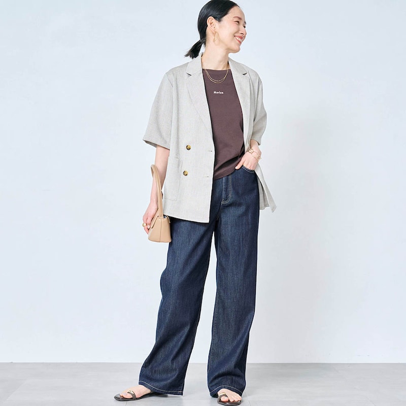 モデル身長168cm／M ※写真は撮影用のため股下+6cmになります。