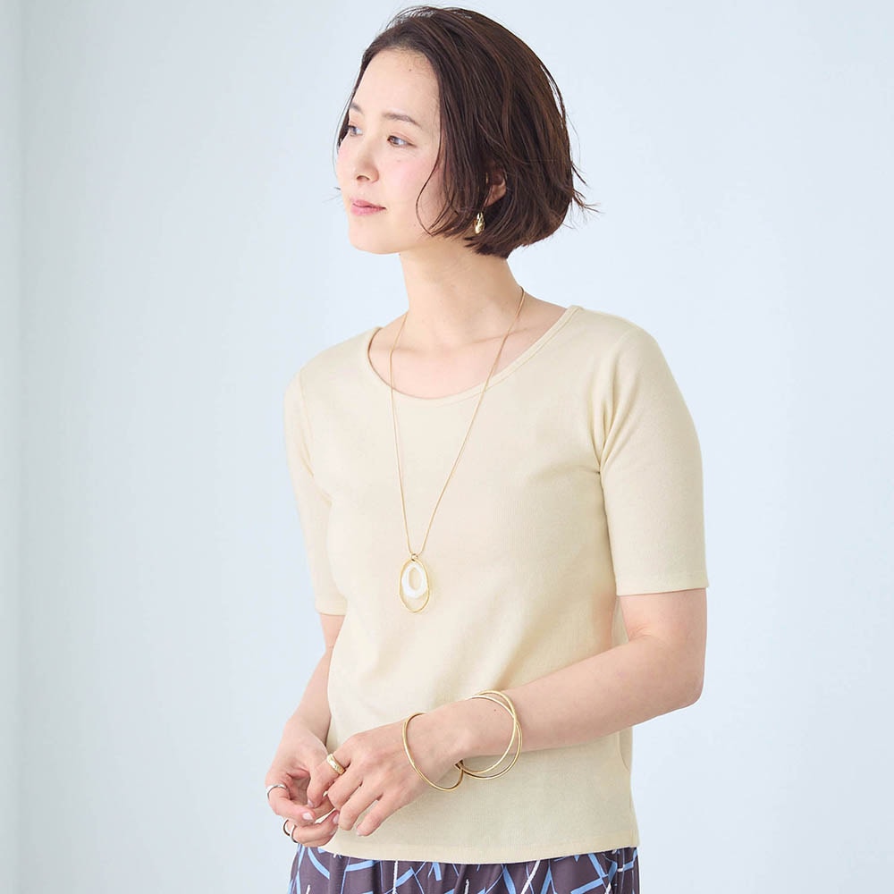カップ付きリブTシャツ カップ付きリブTシャツ