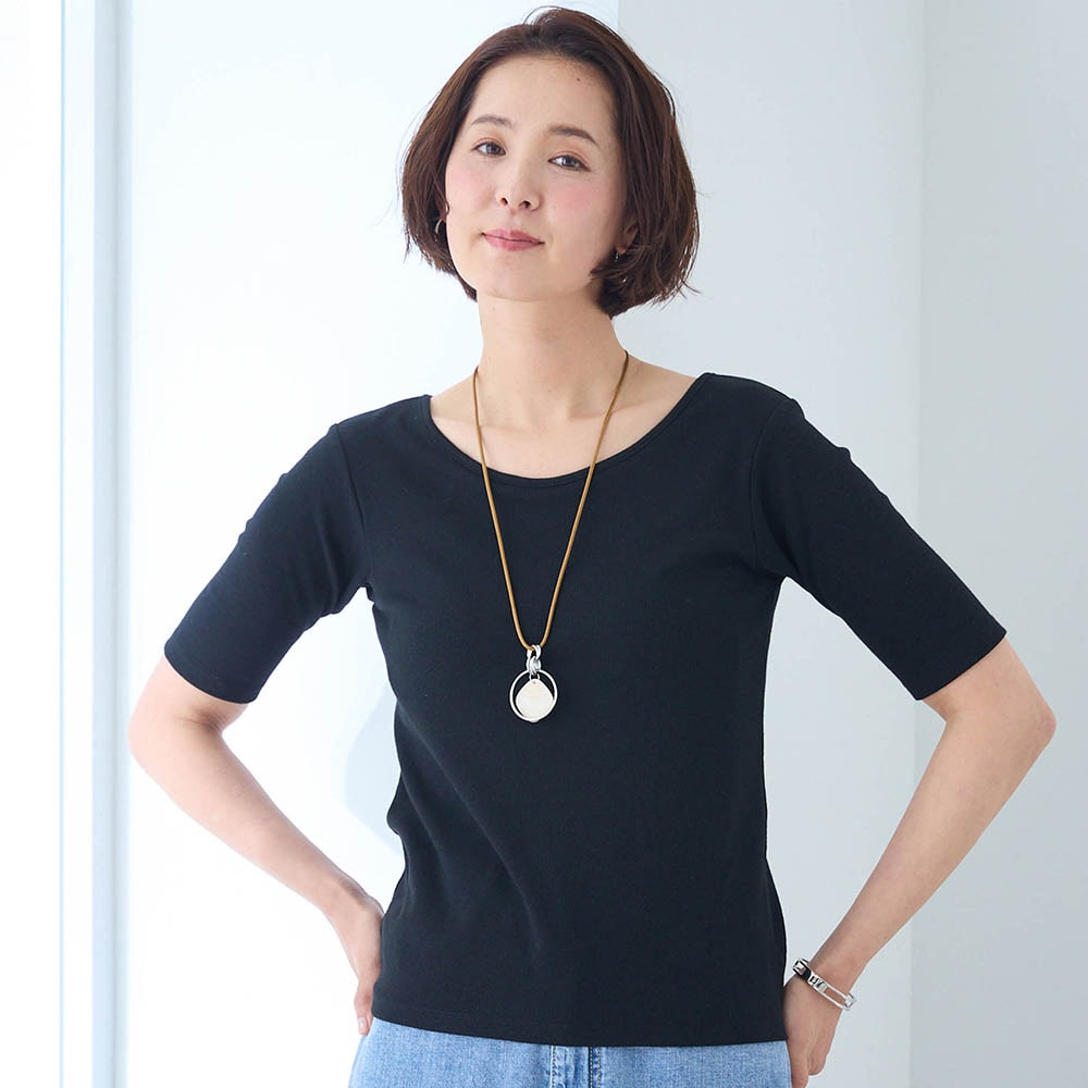 カップ付きリブTシャツ カップ付きリブTシャツ