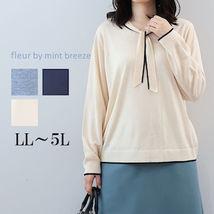 【フルールバイミントブリーズ/fleur by mint breeze】ボウタイニットプルオーバー 【大きいサイズ】