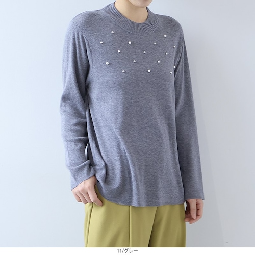 パール使いニットプルオーバー 【大きいサイズ】