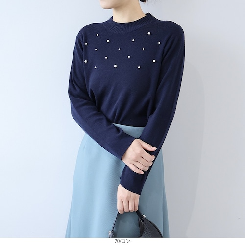 パール使いニットプルオーバー 【大きいサイズ】