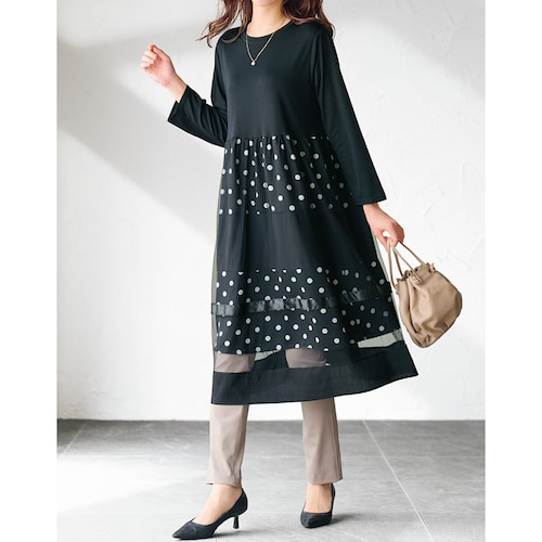 異素材重ねチュニックワンピース