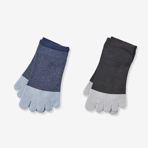 【2足組】接触冷感5本指スニーカーソックス