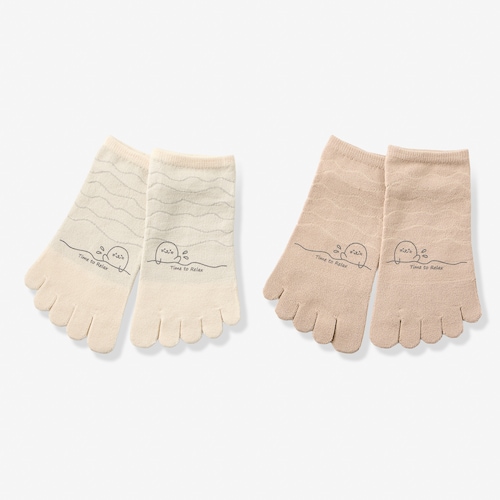 【2足組】5本指アニマル柄スニーカーソックス