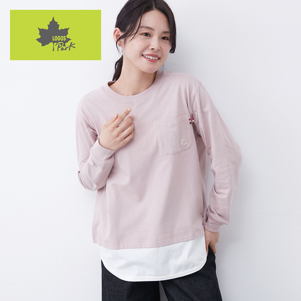 【ロゴス・パーク/LOGOS Park】フェイクレイヤード長袖Tシャツ
