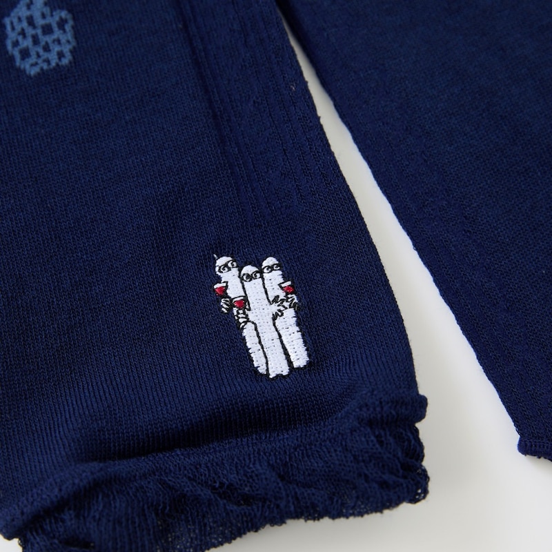 ネイビー（ブドウ柄／ニョロニョロ刺繍）