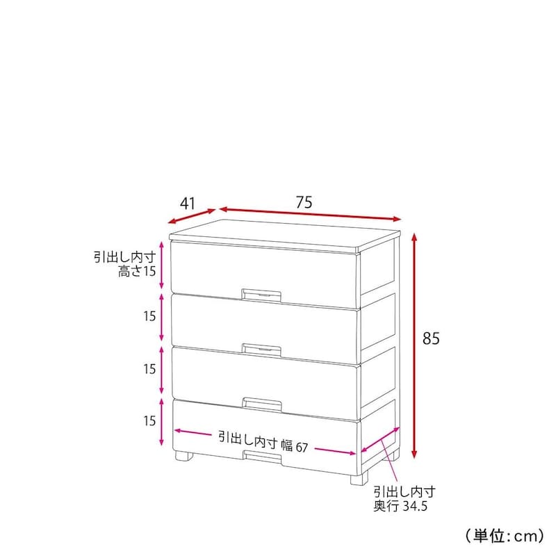 幅７５ｃｍ／４段