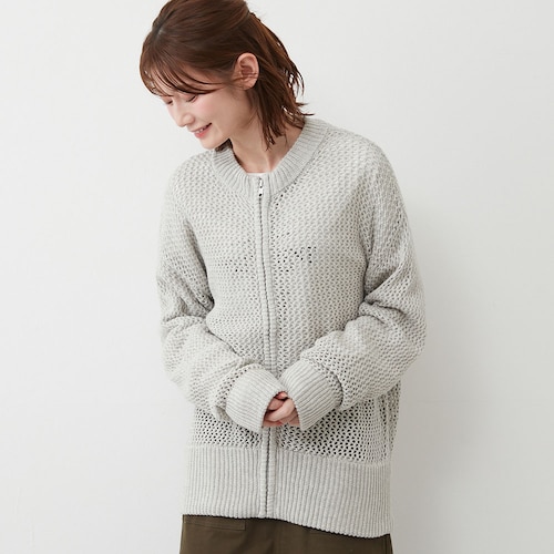 【2月4日セール追加】 綿素材のジップ開きカーディガン