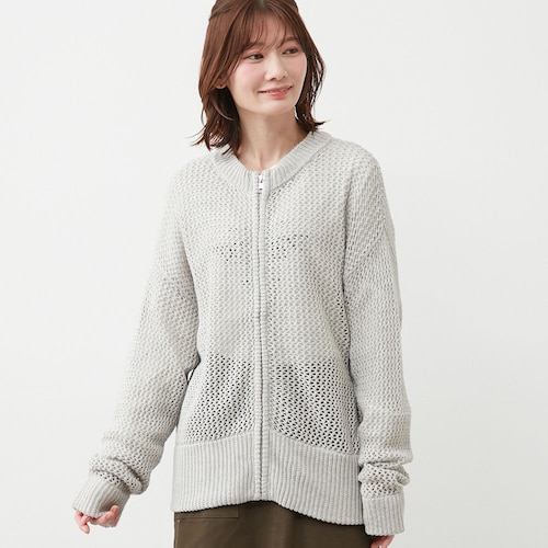 【2月4日セール追加】 綿素材のジップ開きカーディガン