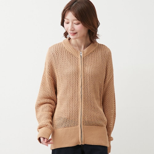 【2月4日セール追加】 綿素材のジップ開きカーディガン