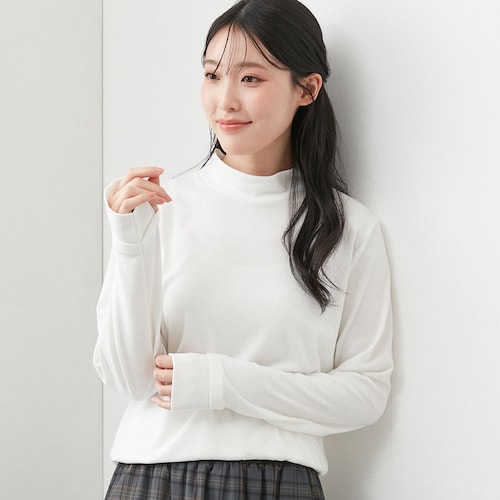 スムースハイネック指穴長袖カットソー