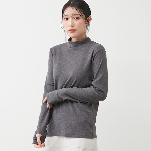 スムースハイネック指穴長袖カットソー